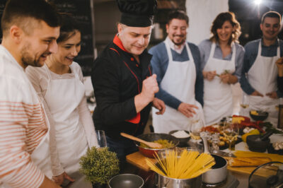 Team building in a cooking class with a real chef